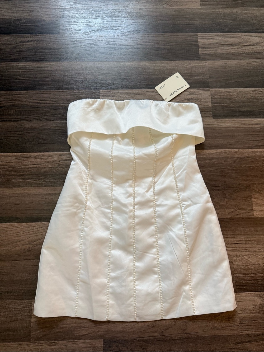 Peppermayo White Pearl Mini Dress